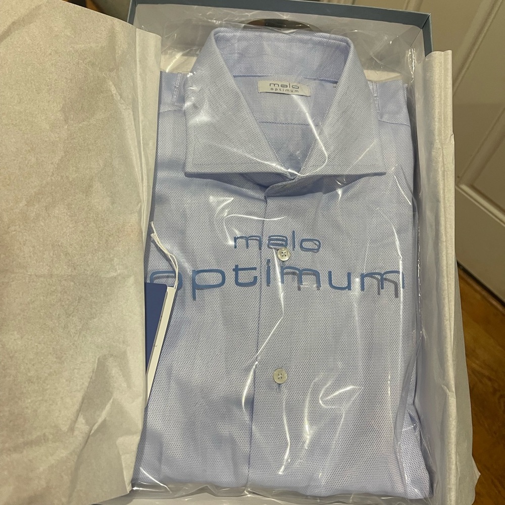 Malo Optimum Sky Blue Dress Shirt Sz 16.5